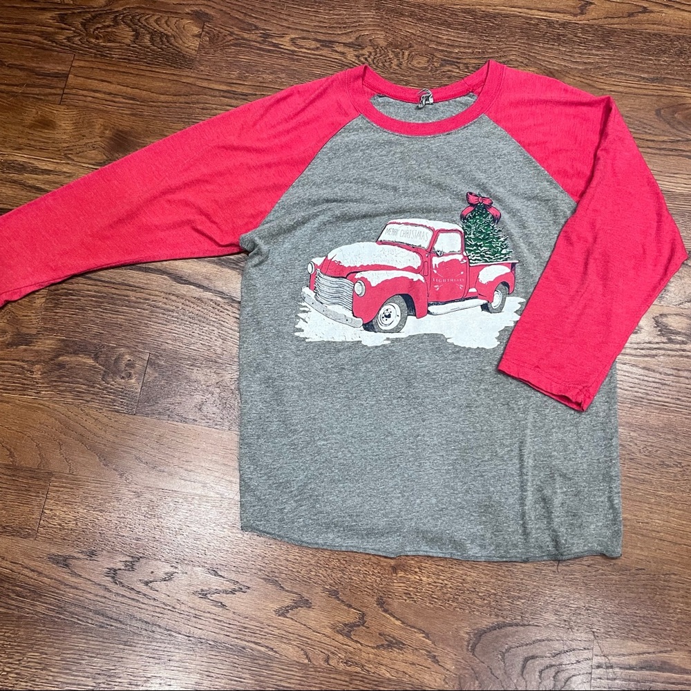 Lightheart Christmas ladies cut baseball tee